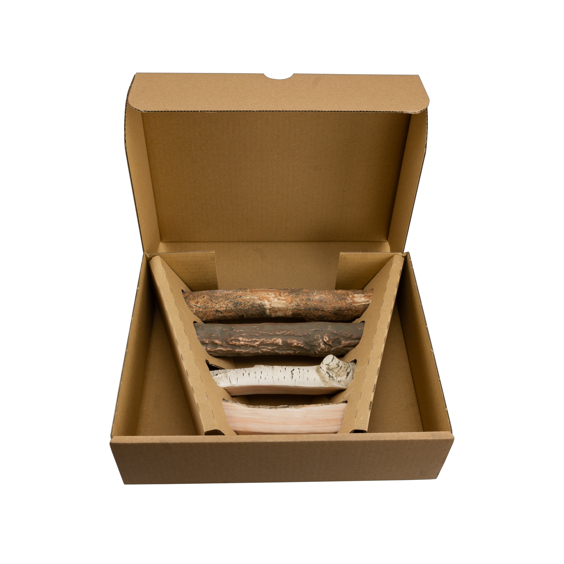 Keramik-Holzscheite – Holzoptik (4er-Set)