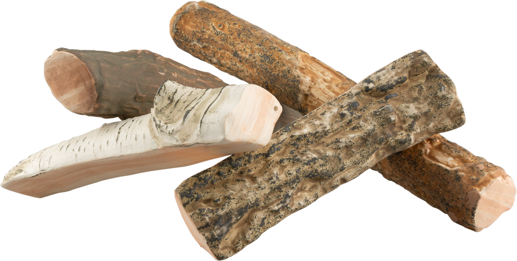 Keramik-Holzscheite – Holzoptik (4er-Set)