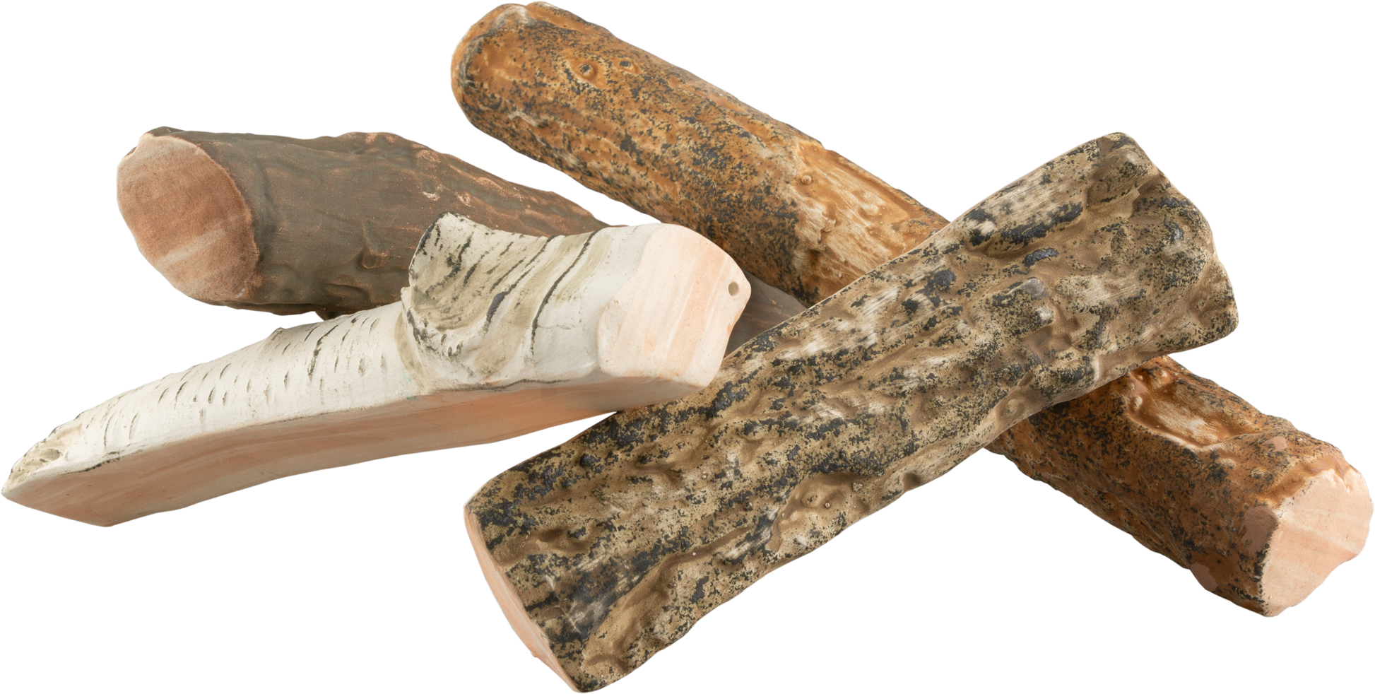 Keramik-Holzscheite – Holzoptik (4er-Set)