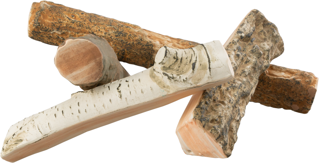 Keramik-Holzscheite – Holzoptik (4er-Set)