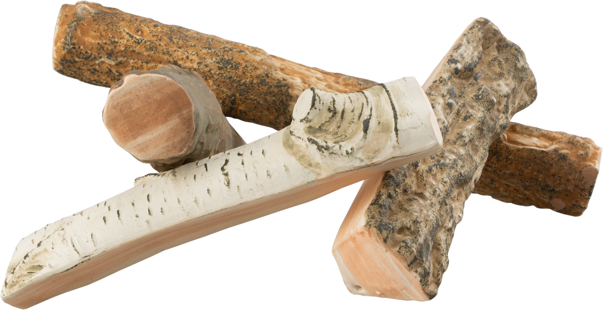 Keramik-Holzscheite – Holzoptik (4er-Set)