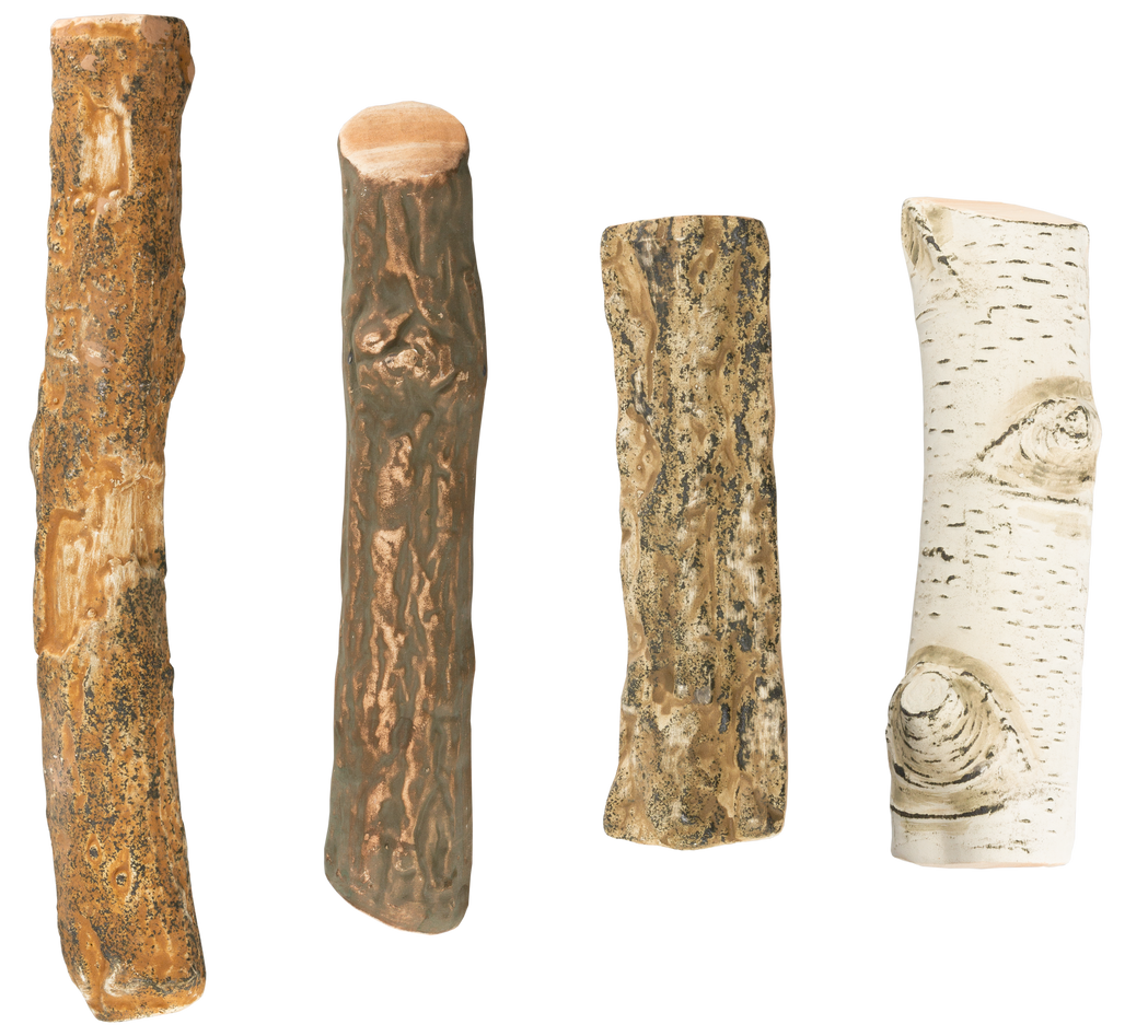 Keramik-Holzscheite – Holzoptik (4er-Set)